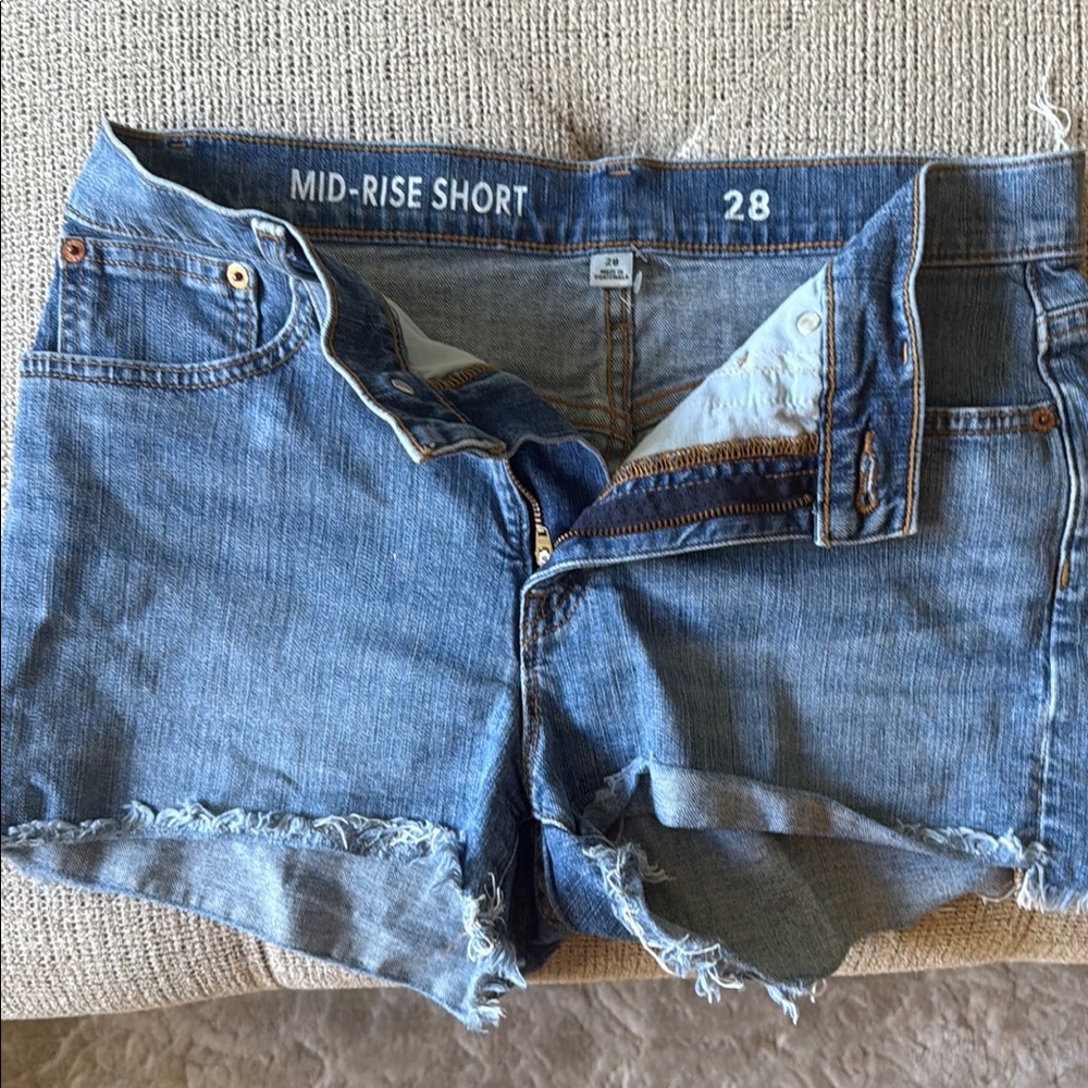 J. Crew Blue Jean Shorts with Frayed Hem
